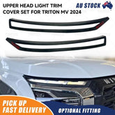 Matt Black Upper Headlight Trim Cover Set For Mitsubishi MV Triton 2024+