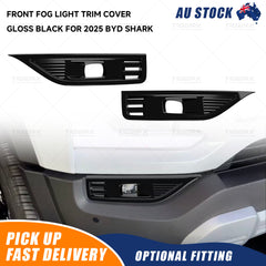 Gloss Black Front Fog Light Protective Cover Pair For 2025 BYD Shark 6