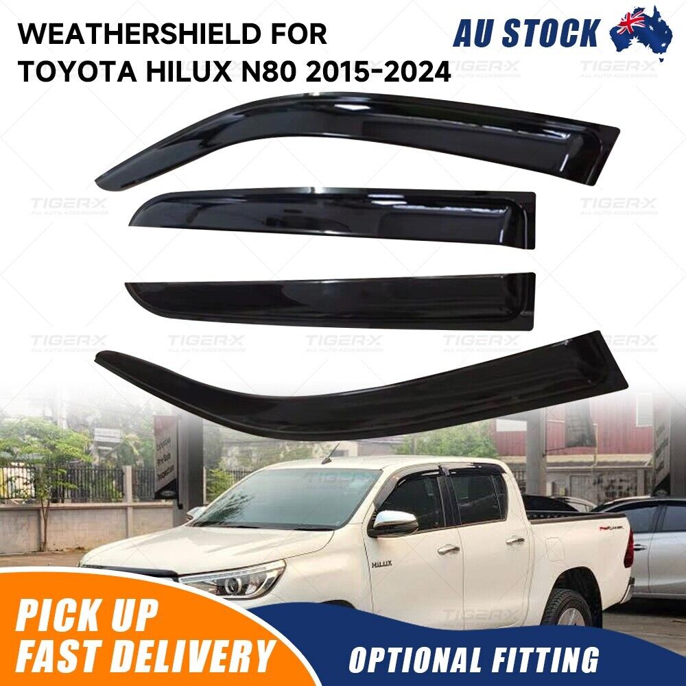 BD (UNI) Black Acrylic Window Visors / Rain Guards For Toyota Hilux Pickup 1983-1988 (2-Door)