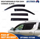 Black Weathershield Rain Cover Window Visors Set For GWM CANNON ALPHA 2024