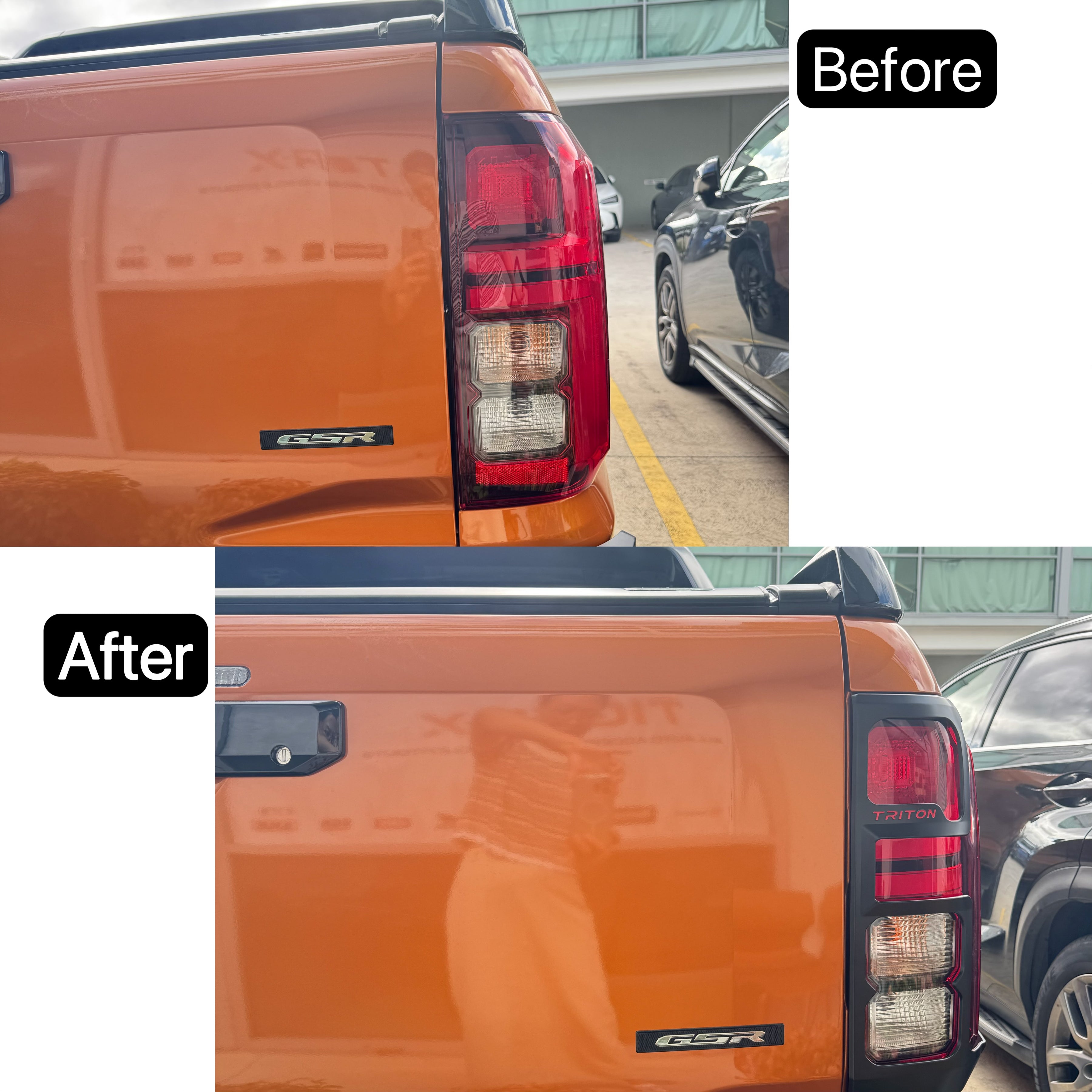 2xTail Light Surround Trim Black Lamp Cover Set for Mitsubishi Triton MV 2024+ — view 2