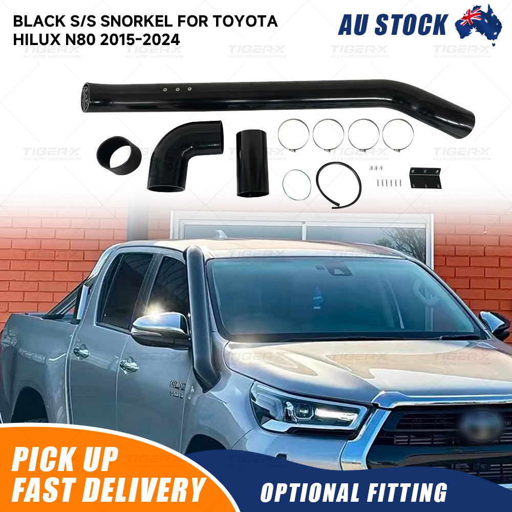Black Stainless Steel Snorkel Kit For TOYOTA HILUX N80 2015-2024