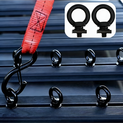 Stainless Steel Tie-Down Eye Bolt Kit for Roof Racks & Platforms — 304, Black, No-Drill