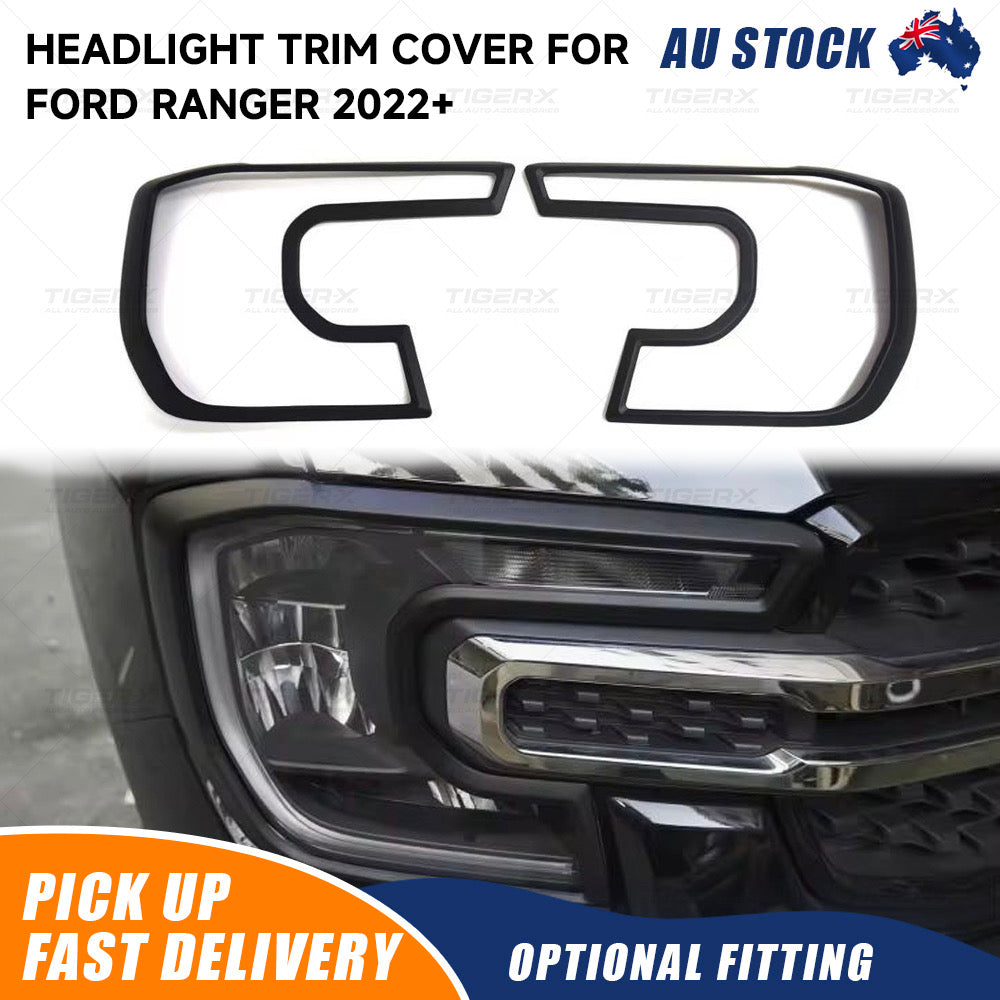 2x Headlight Light Surround Trim Cover Set For NEW GEN Ford Ranger 2022-2025