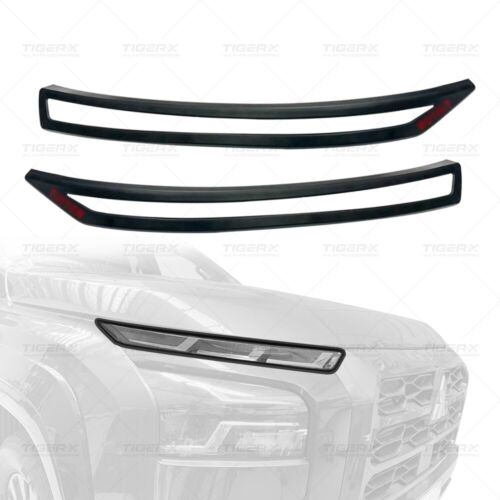 Matt Black Upper Headlight Trim Cover Set For Mitsubishi MV Triton 2024+