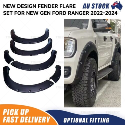 Smooth Matte Black Wheel Arch Fender Flare Set of 6 For Ford Ranger Next Gen 2022-2024