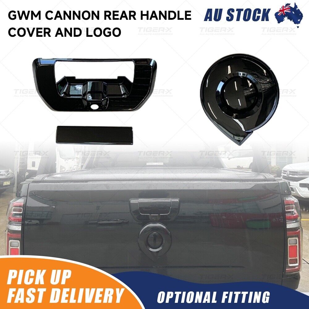 Gloss Black Rear Door Handle and Blackout GWM Logo For GWM Cannon 2019-2024