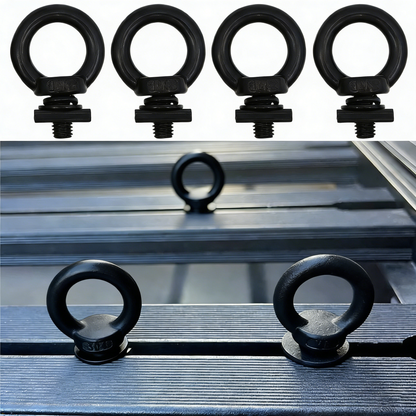 Stainless Steel Tie-Down Eye Bolt Kit for Roof Racks & Platforms — 304, Black, No-Drill