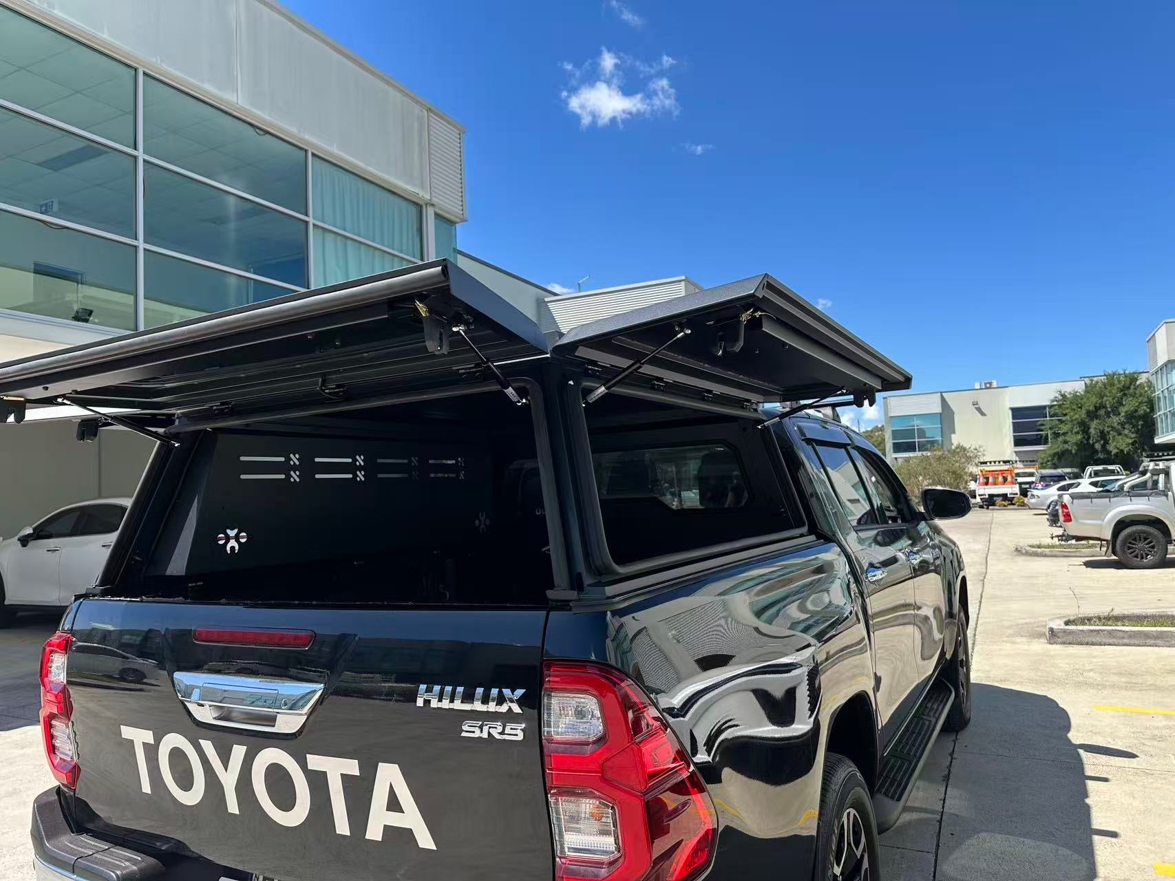 Powder-coated aluminium canopy fitted to Toyota Hilux dual cab