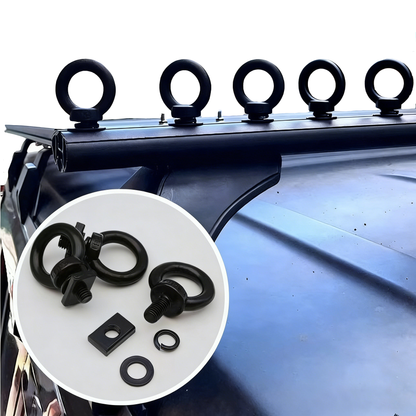 Stainless Steel Tie-Down Eye Bolt Kit for Roof Racks & Platforms — 304, Black, No-Drill