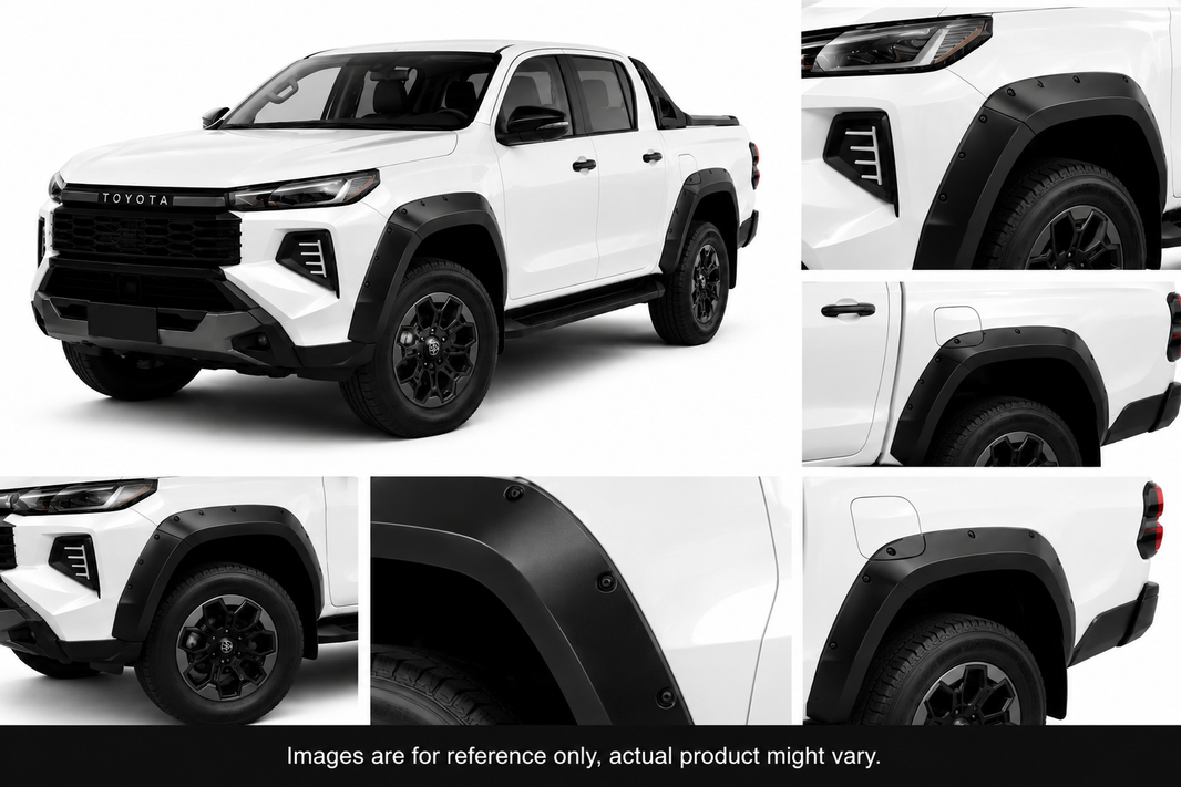 Wide Body Fender Flares to Suit Toyota HiLux 2026+ (N90) Dual Cab — Matte Black 6-Piece Wheel Arch Kit