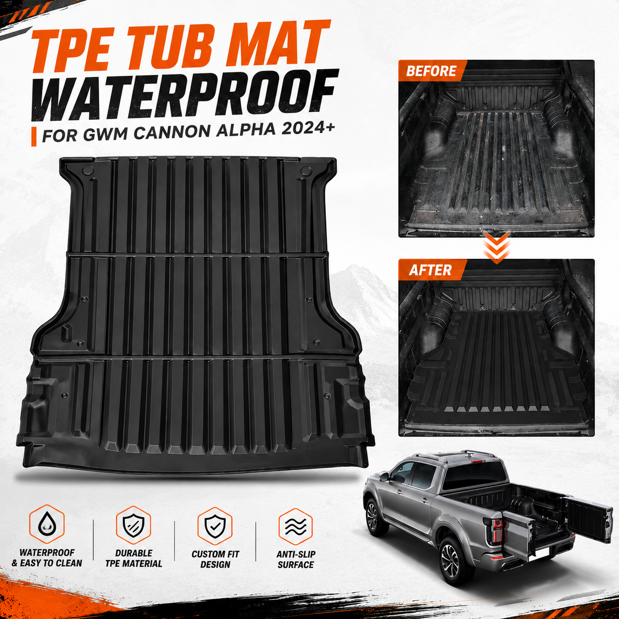 GWM Cannon Alpha 2024-2026 (Diesel & PHEV) Tub Mat Liner