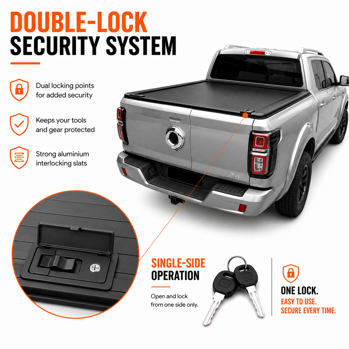 Dual Lock Manual Roller Shutter Tonneau Cover — view 6