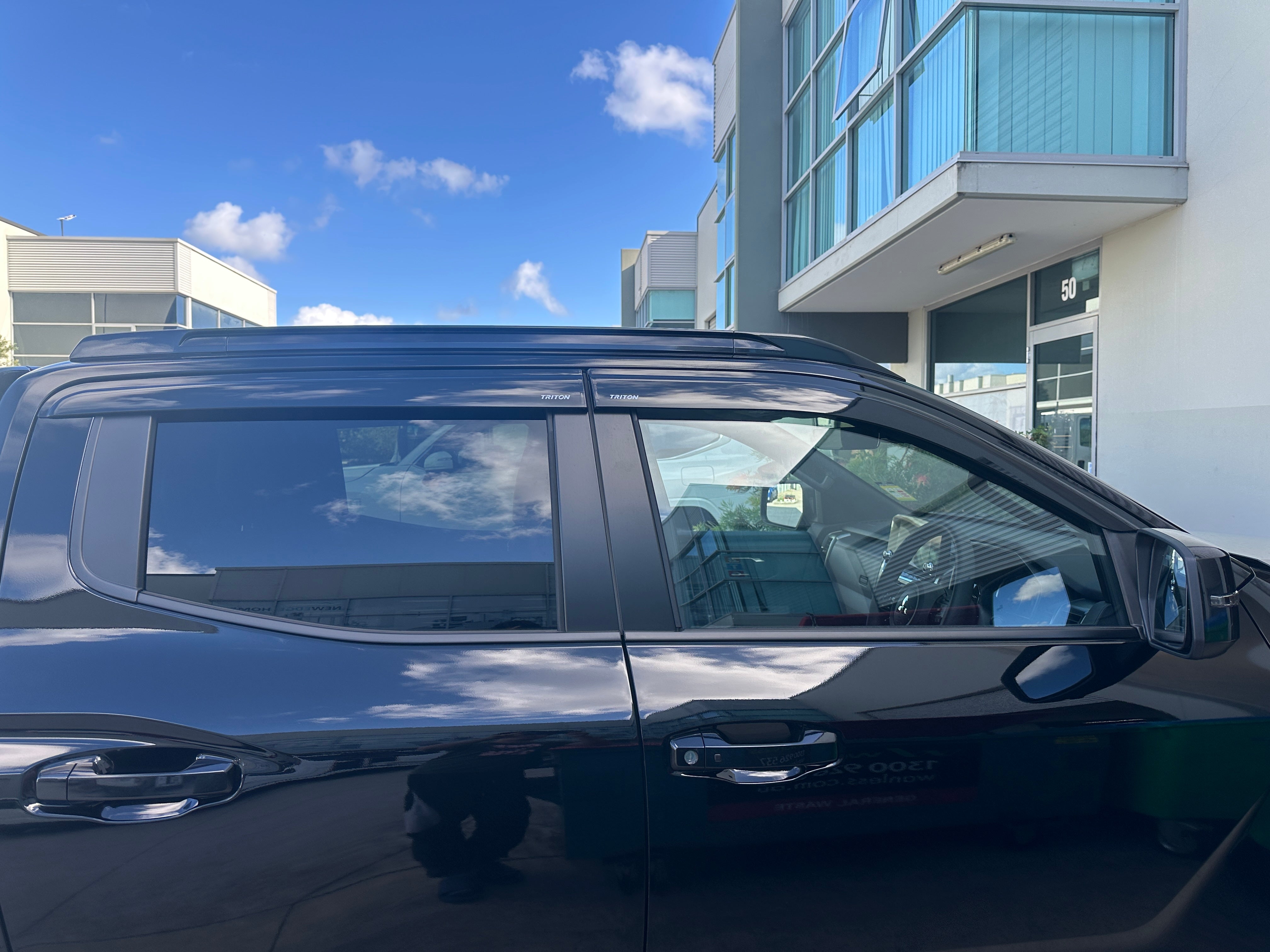 Black Weathershield Rain Cover Window Visors Set For MITSUBISHI TRITON MV 2024+