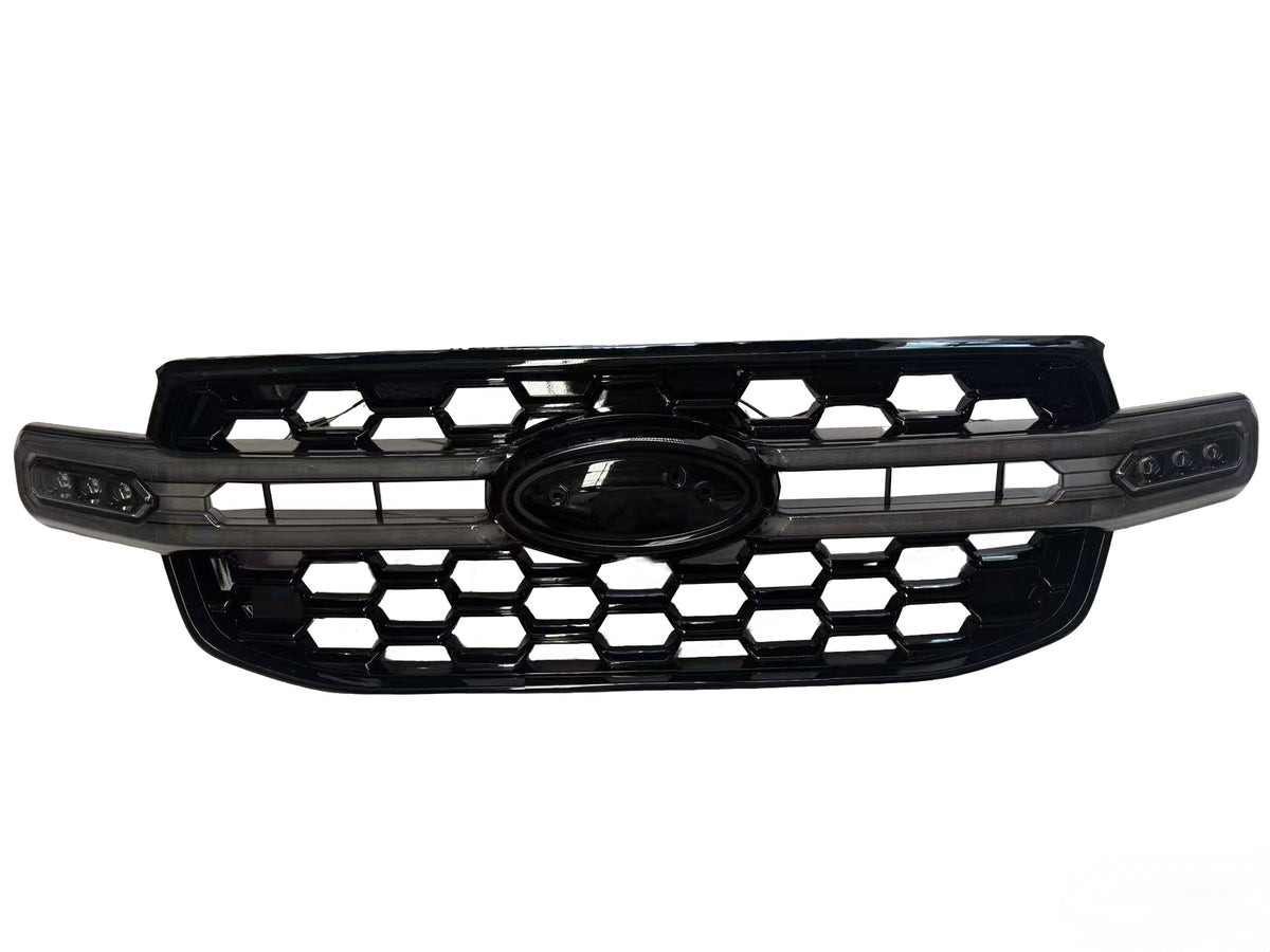 Close-up of the TIGER-X LED front grille for Ford Ranger and Ford Everest Next Gen 2022-2025