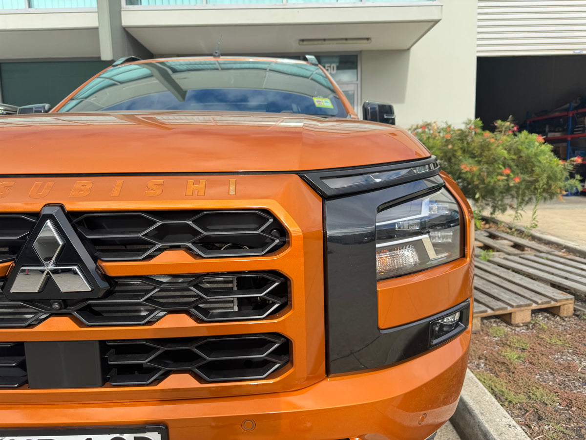 Matte Black Upper Headlight Trim Cover Set For Mitsubishi Triton MV 2024+ — view 4