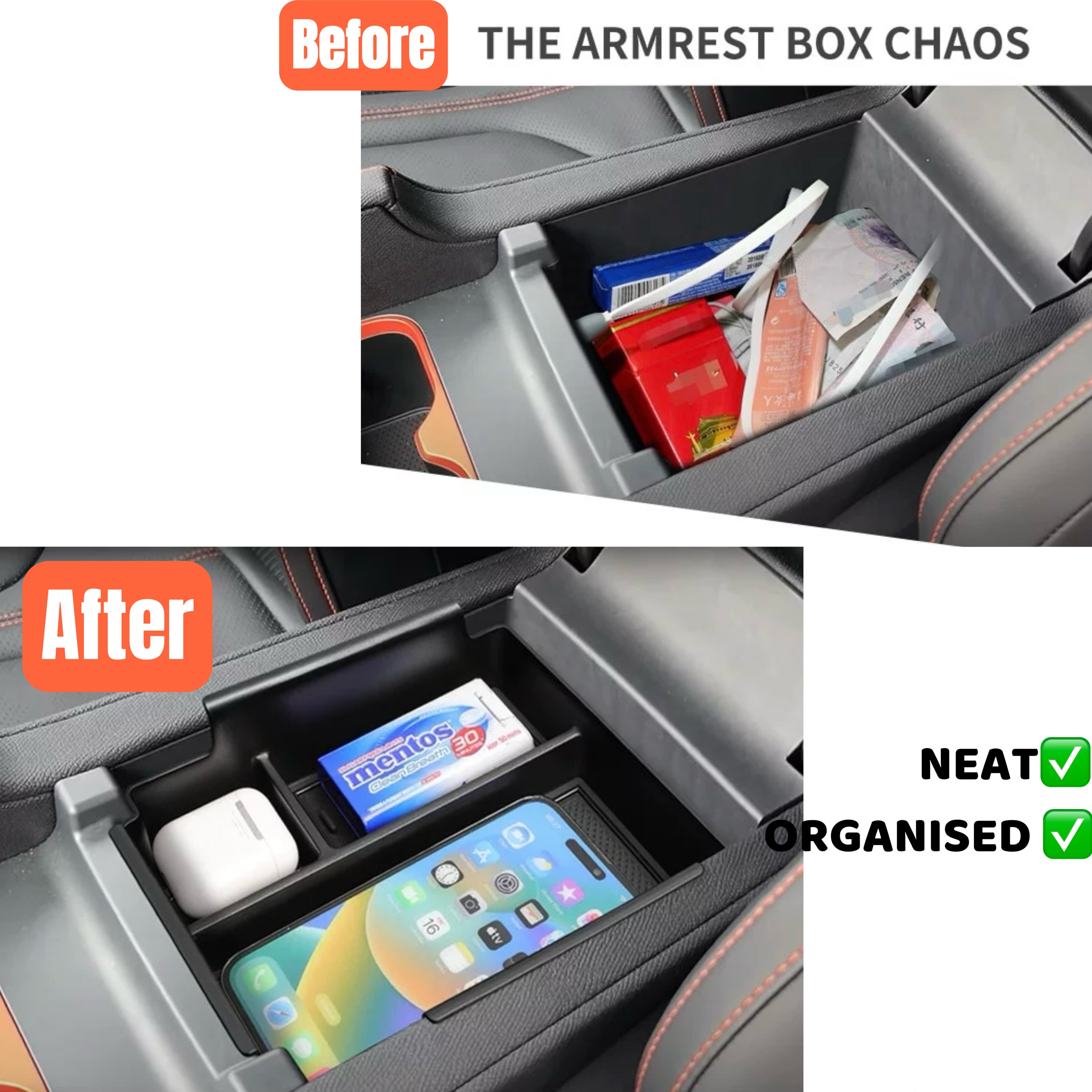 Armrest Storage Box Organiser Tray Rubber Or Flocked Liner For BYD Shark 6 2025-2026 — view 2