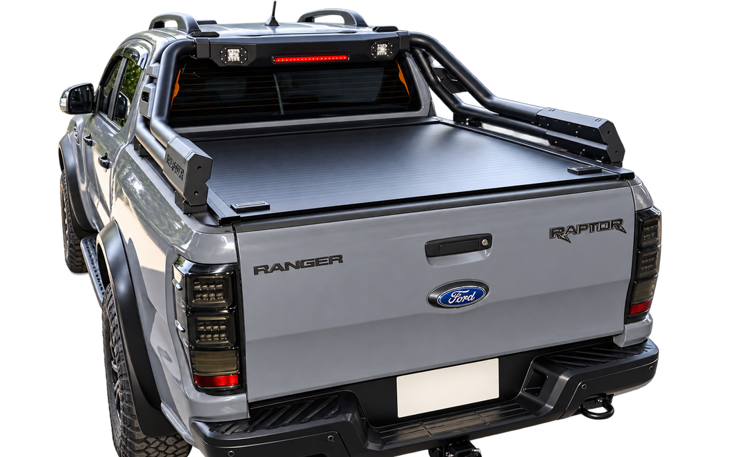 Dual lock aluminium roller shutter tonneau cover for the Ford Ranger / Raptor PX Dual Cab