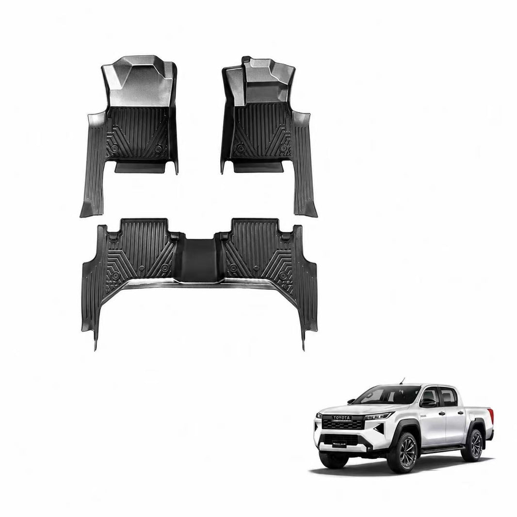 5D TPE Floor Mats with Door Sill Protectors to Suit Toyota HiLux 2026+ (N90) Dual Cab Auto — Full Set, Waterproof All-Weather