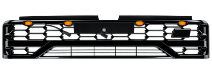 Gloss Black Front Grille with Amber LED Lights to Suit Toyota HiLux 2026+ (N90) — Raptor Style Replacement Grille
