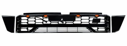Gloss Black Front Grille with Amber LED Lights to Suit Toyota HiLux 2026+ (N90) — Raptor Style Replacement Grille