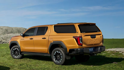 Rear three quarter view of the Maxliner Venture Canopy on a 2026 Toyota HiLux
