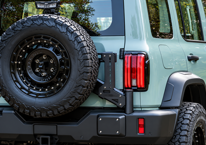 MEIKA MKIII Swing Out Spare Wheel Carrier to Suit GWM Tank 300 2023-2026 — Q500 Steel, Tailgate Load Relief & Modular Accessory Panel | Diesel, Petrol, Hybrid & PHEV