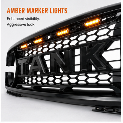 Matte Black LED Front Bumper Grille with Gloss Black TANK Lettering for GWM Tank 300 2023–Current — view 5