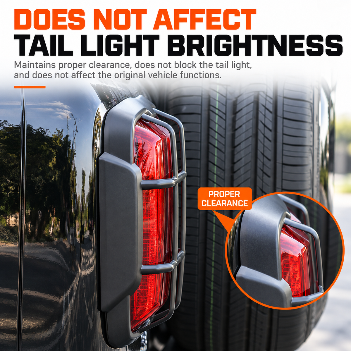 GWM Tank 300 tail light guard showing proper clearance that does not block light output