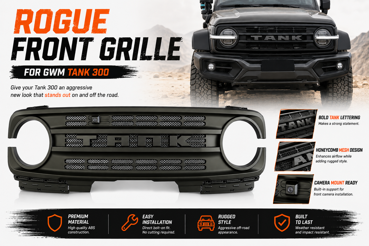 Matte Black Replacement Front Grille to Suit GWM Tank 300 2023+ — view 3